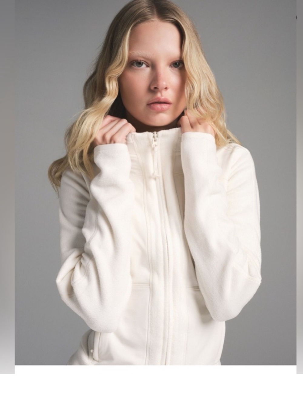 Skims NWT Fleece Lounge Fitted Jacket in Ecru Sz Large